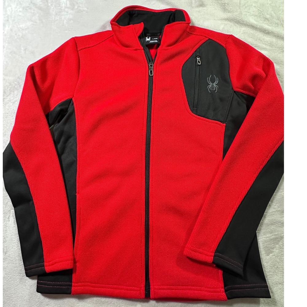 Spyder Kids Red Waffle Knit Full Zip Fleece Jacket Size L 14/16 70F64008-60